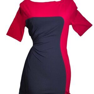 90s Vintage Black and Red Square Neck Mini Dress